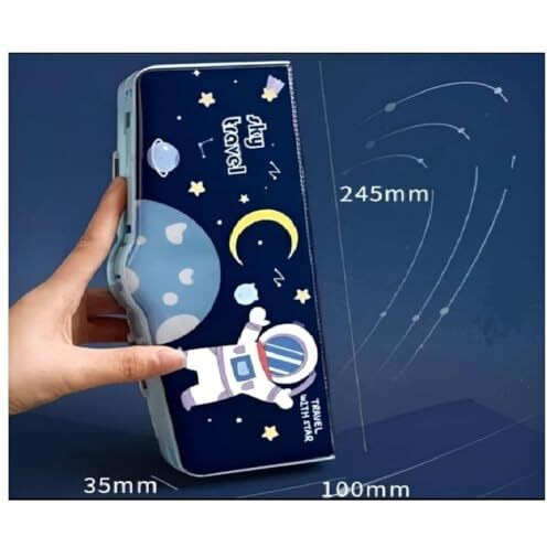 Eclet Pencil Box For Boys Multifunctional Space Pencil Box For Kid Magnetic Pencil Box Geometry Box (Blue)