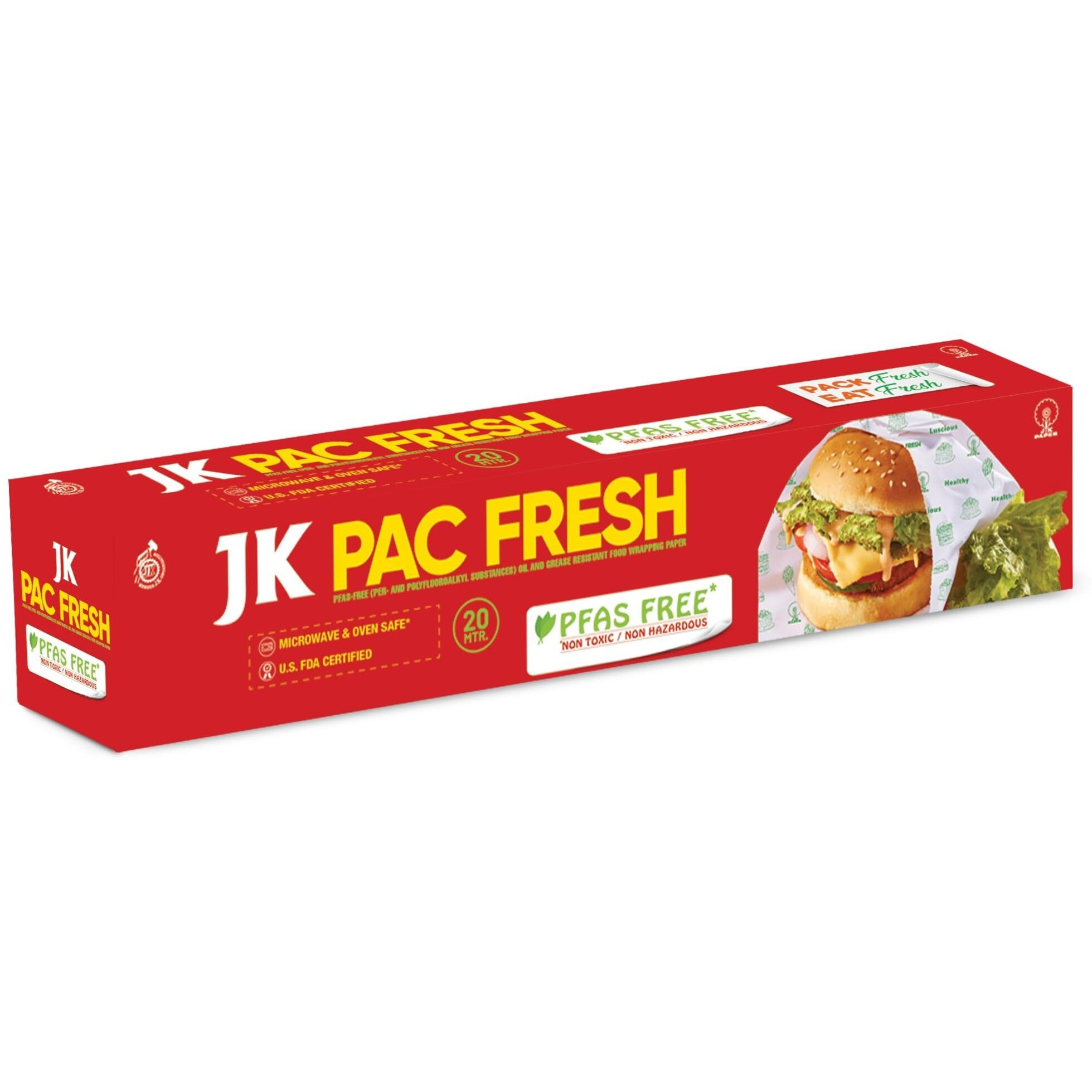 Jk Pac Fresh 20M Food Wrapping Paper Roll | Pack Of 6 | Bpa-Free, Non-Stick, Eco-Friendly & Heat-Resistant | Ideal For Baking, Food Storage, Packaging & Oil Absorption