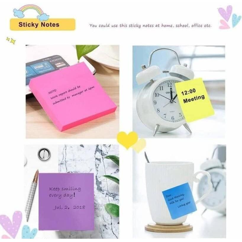 Ofixo Self Sticky Notes - Pack Of 5 Neon Colors, 400 Sheets, 3 X 3-Inches (80 Sheets Per Color)
