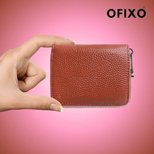 Ofixo 10 Slots Brown Unisex Leatherite Wallet With Zipper | Rfid Blocking Card Holder Zipper Wallet For Men And Women (Brown)