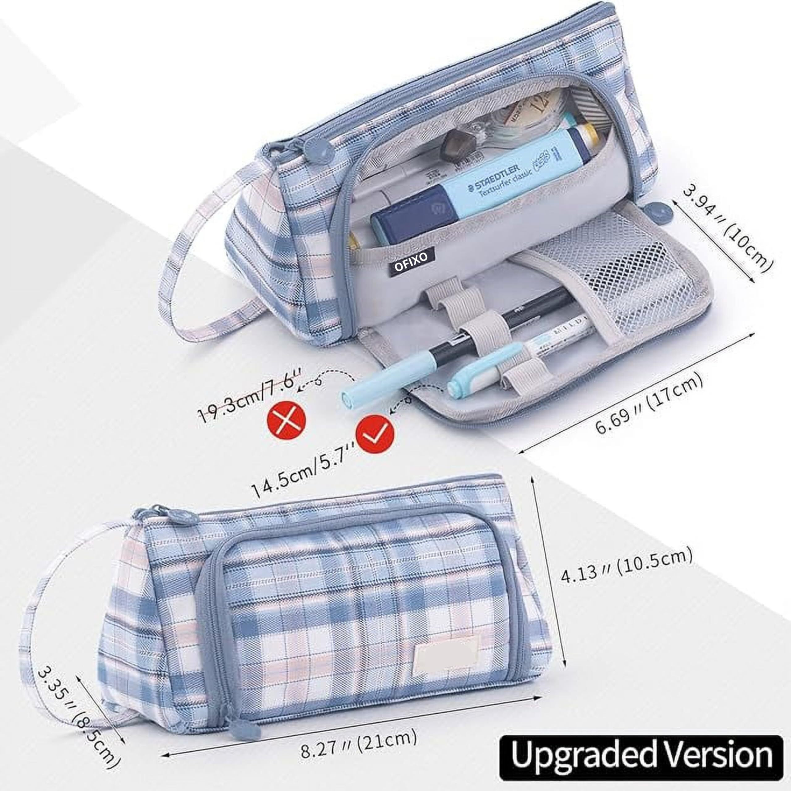 Ofixo Pencil Case Aesthetic Special Cute Pencil Pouch For Girls Stylish Pencil Pouches For Stationary Boys Pouch For School College Students Multifunctional Aesthetic Pencil Case For Kids (Blue)