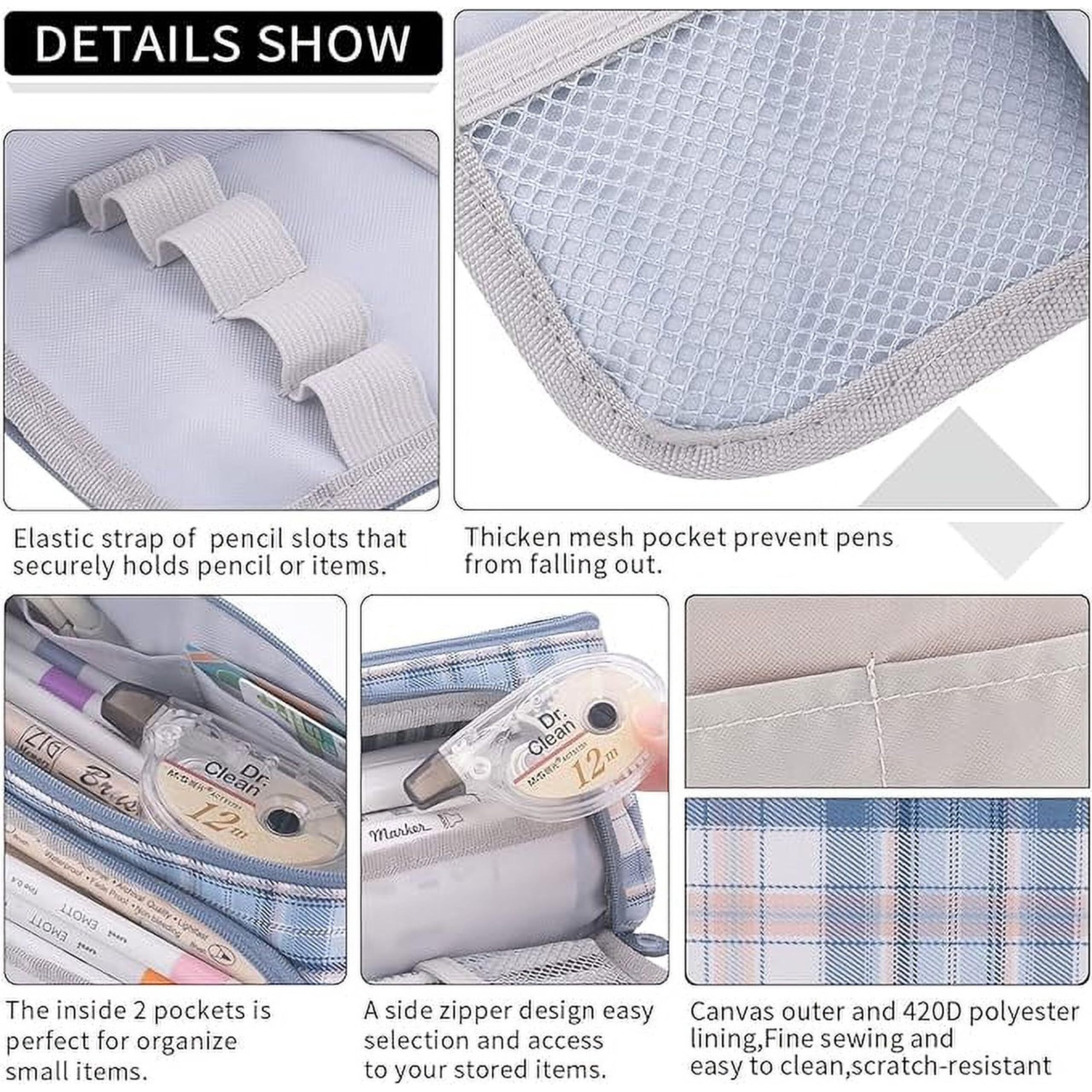 Ofixo Pencil Case Aesthetic Special Cute Pencil Pouch For Girls Stylish Pencil Pouches For Stationary Boys Pouch For School College Students Multifunctional Aesthetic Pencil Case For Kids (Blue)