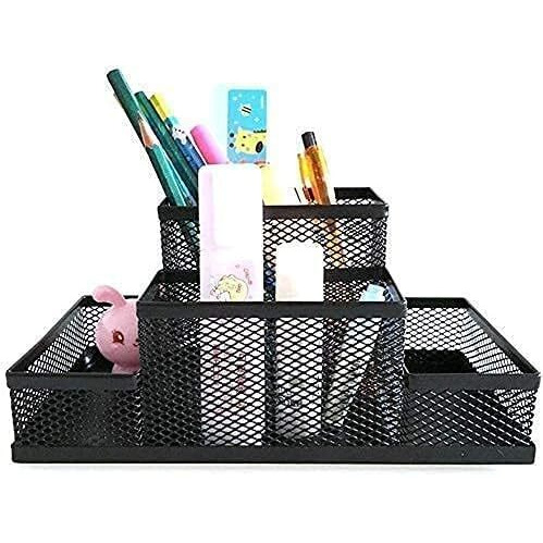 Ofixo 4 Compartment Metal Mesh Pen Stand - Perfect Desktop Pen Organizer For Office, School, And Home - Sturdy And Sleek Design - Ideal For Pens, Pencils, Markers, And More