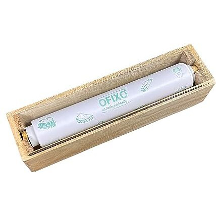 Ofixo Wooden Dispenser & Cutter For Multipurpose Aluminium Foil, Food Wrapping Paper, Butter Paper Cutter Kitchen Drawer, Bamboo Roll Organizer Holder