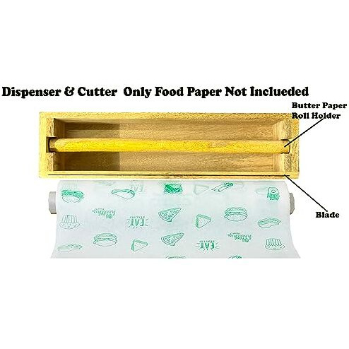 Ofixo Wooden Dispenser & Cutter For Multipurpose Aluminium Foil, Food Wrapping Paper, Butter Paper Cutter Kitchen Drawer, Bamboo Roll Organizer Holder