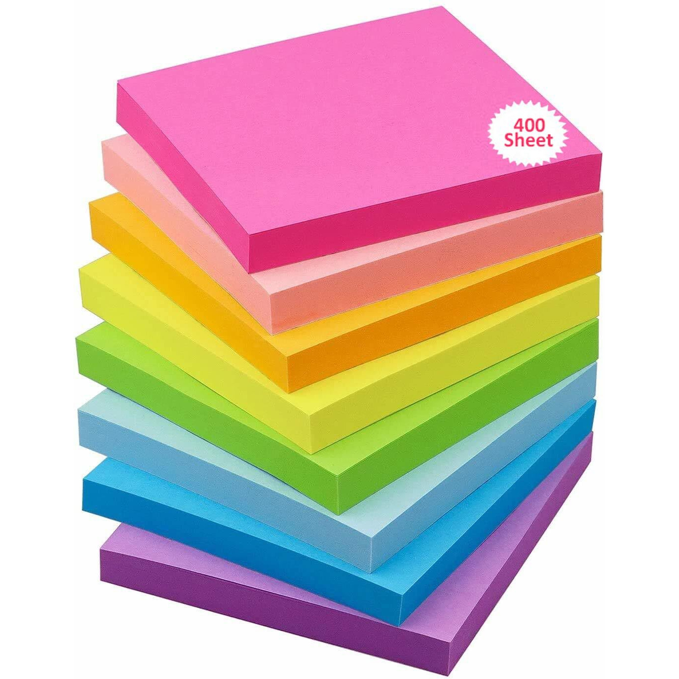 Ofixo 400 Sheets (5 Mix Color * 80 Sheets Each Color) Fluorescent Paper Self Adhesive Memo Pad Sticky Notes Bookmark Point It Marker Memo Sticker, Multicolor