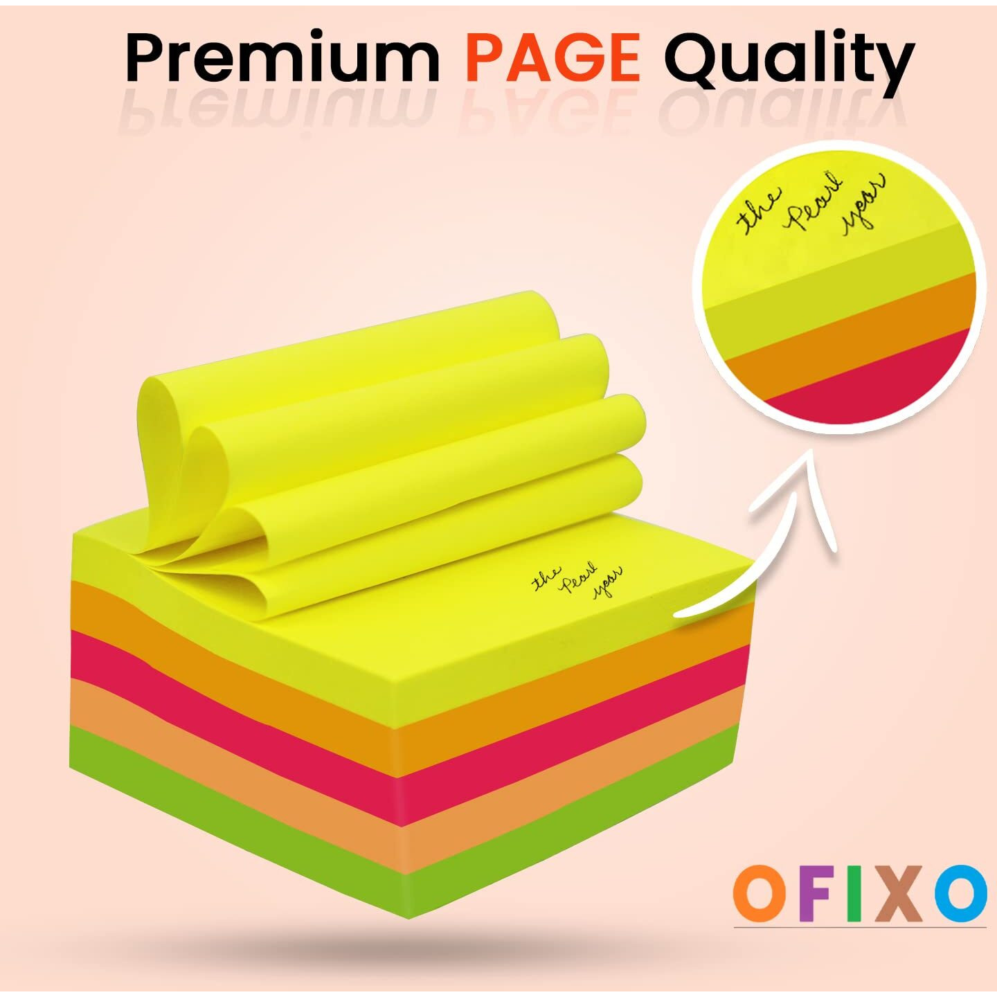 Ofixo 400 Sheets (5 Mix Color * 80 Sheets Each Color) Fluorescent Paper Self Adhesive Memo Pad Sticky Notes Bookmark Point It Marker Memo Sticker, Multicolor