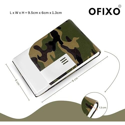 Ofixo Premium Metal (Army) Stylish Executive Credit/Debit/Atm/Id/Visiting Super Sleek, Sturdy || 6 Card Holder 9.5Cm X 6.7Cm X 1.3Cm|| For Men's & Women's