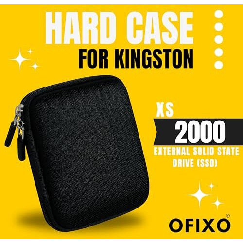 Ofixo Ssd Case Portable Carrying For Kingston Xs1000 | Xs2000 | Xs1000R Ssd 1Tb,2Tb,4Tb,500 Gb High Performance Portable,Travel Case Protective Cover Storage Bag, Black