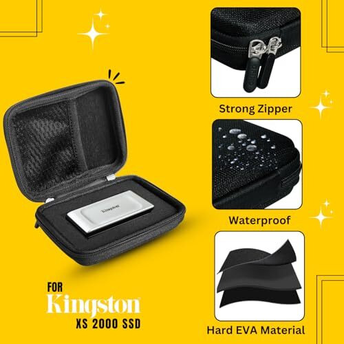 Ofixo Ssd Case Portable Carrying For Kingston Xs1000 | Xs2000 | Xs1000R Ssd 1Tb,2Tb,4Tb,500 Gb High Performance Portable,Travel Case Protective Cover Storage Bag, Black