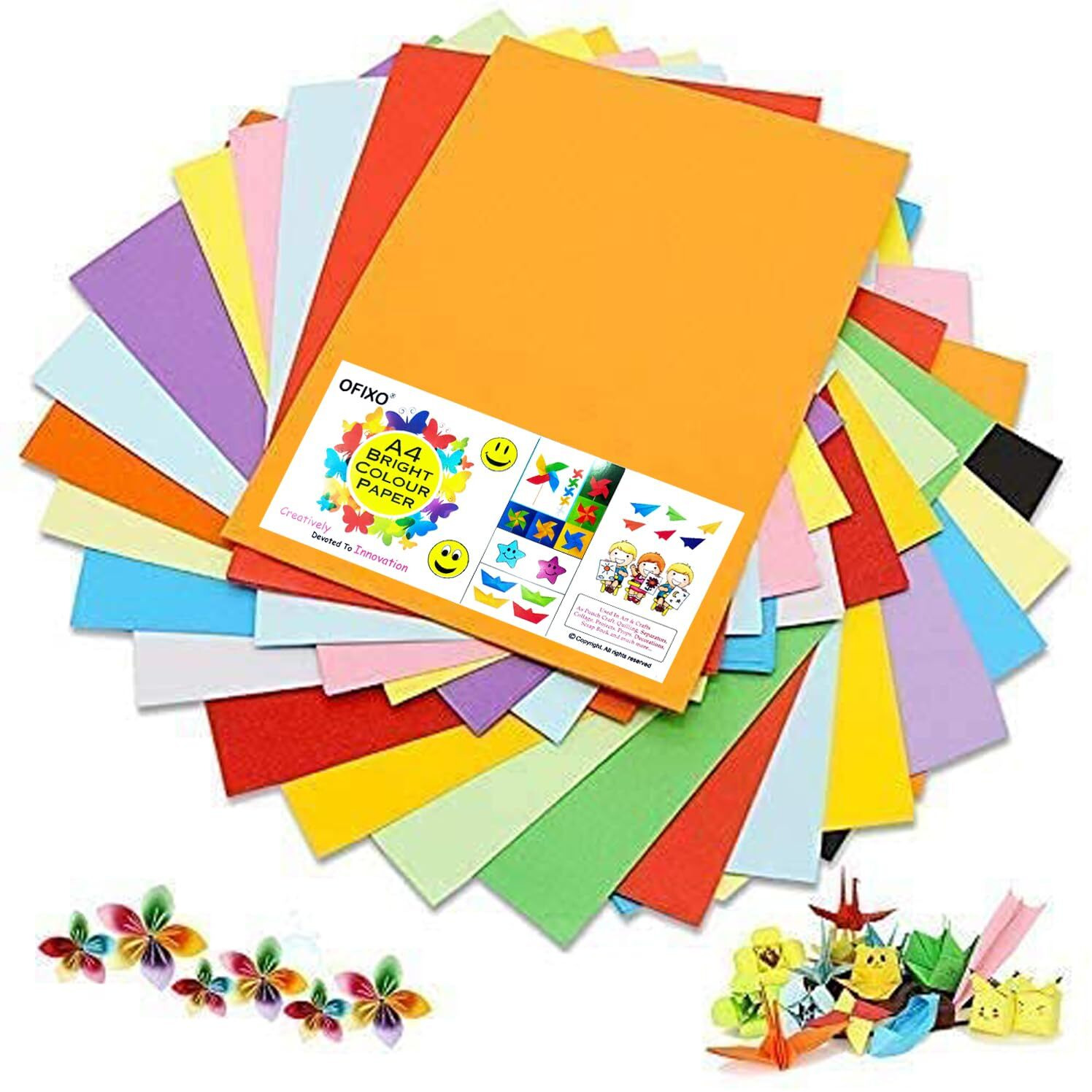 Ofixo Color Paper A4 Colored 150 Gsm Sheets Art And Craft Paper Sheets Double Sided Colored Smooth Finish (50 Sheets)