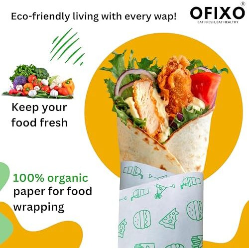 Ofixo Premium Non-Stick Butter Wrapping Paper Roll, 1 Kg. Food Wrapping Paper Roll. Re-Heatable Non Stick Paper, Oven Safe Parchment Paper Food Wrapping Paper