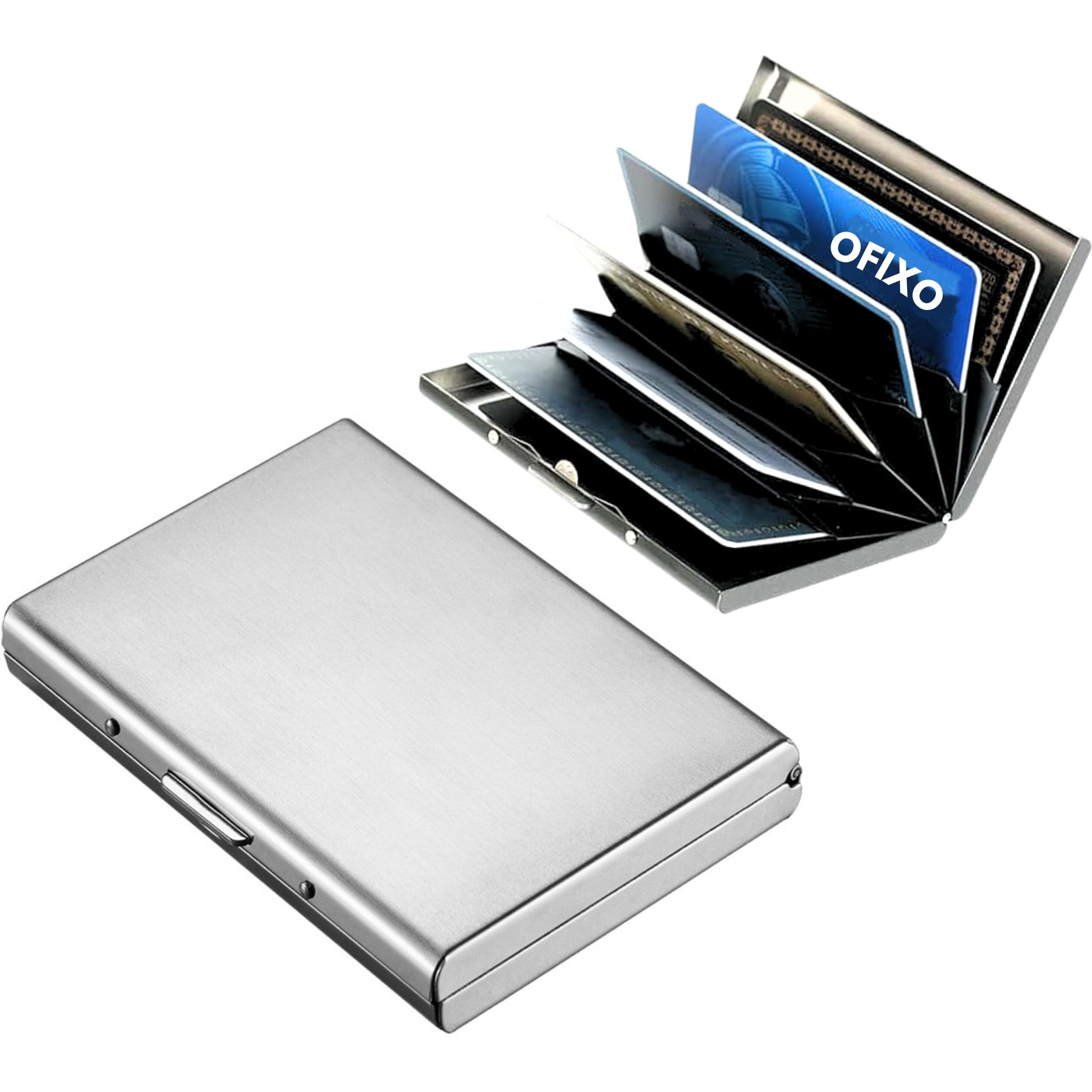 Ofixo Credit Card Holder Protector Stainless Steel Credit Card Wallet Slim Metal Credit Card Case For Men And Women (Mt-Silve)