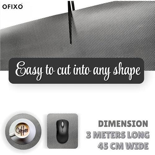 Ofixo Multipurpose | Super Strong Eva Anti-Slip Bathroom Kitchen Cabinet Placemats Shelf Mat Liner Sheets Roll, Fridge Mat, Table Mat (45Cm X 3 Meters Roll) (Grey)