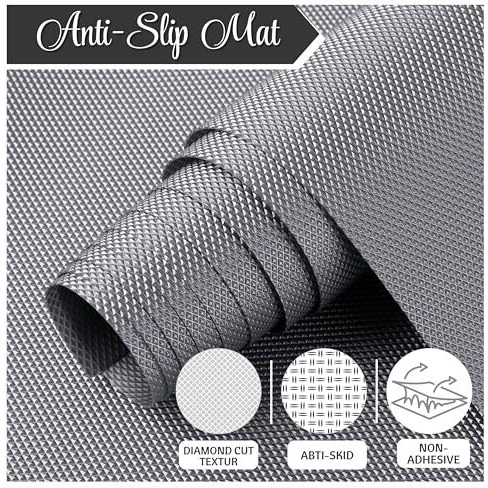 Ofixo Multipurpose | Super Strong Eva Anti-Slip Bathroom Kitchen Cabinet Placemats Shelf Mat Liner Sheets Roll, Fridge Mat, Table Mat (45Cm X 3 Meters Roll) (Grey)