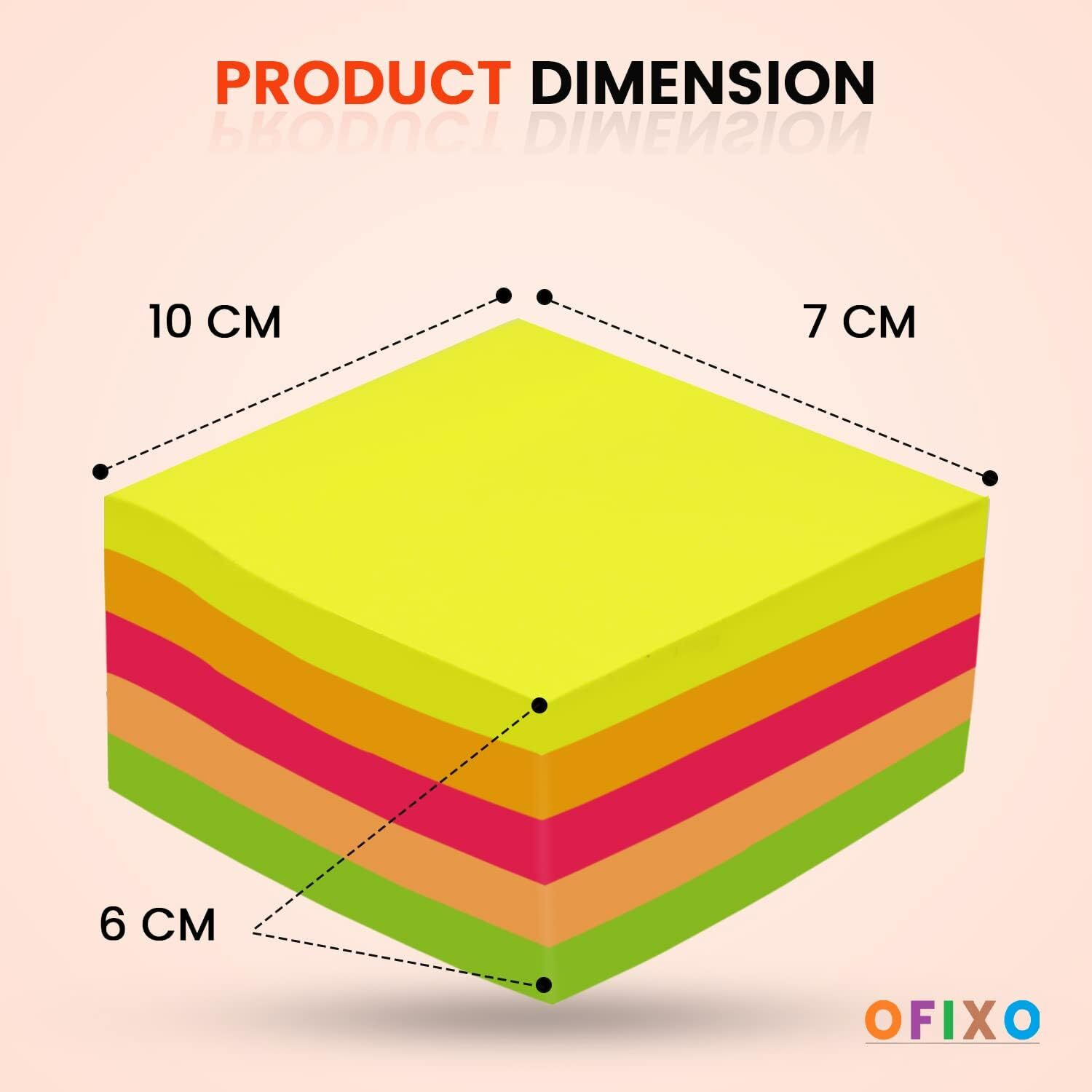 Ofixo Sticky Notes 3X3 Self-Stick Notes 5 Bright Color Strong Adhesive Sticky Notes (400 Pcs)