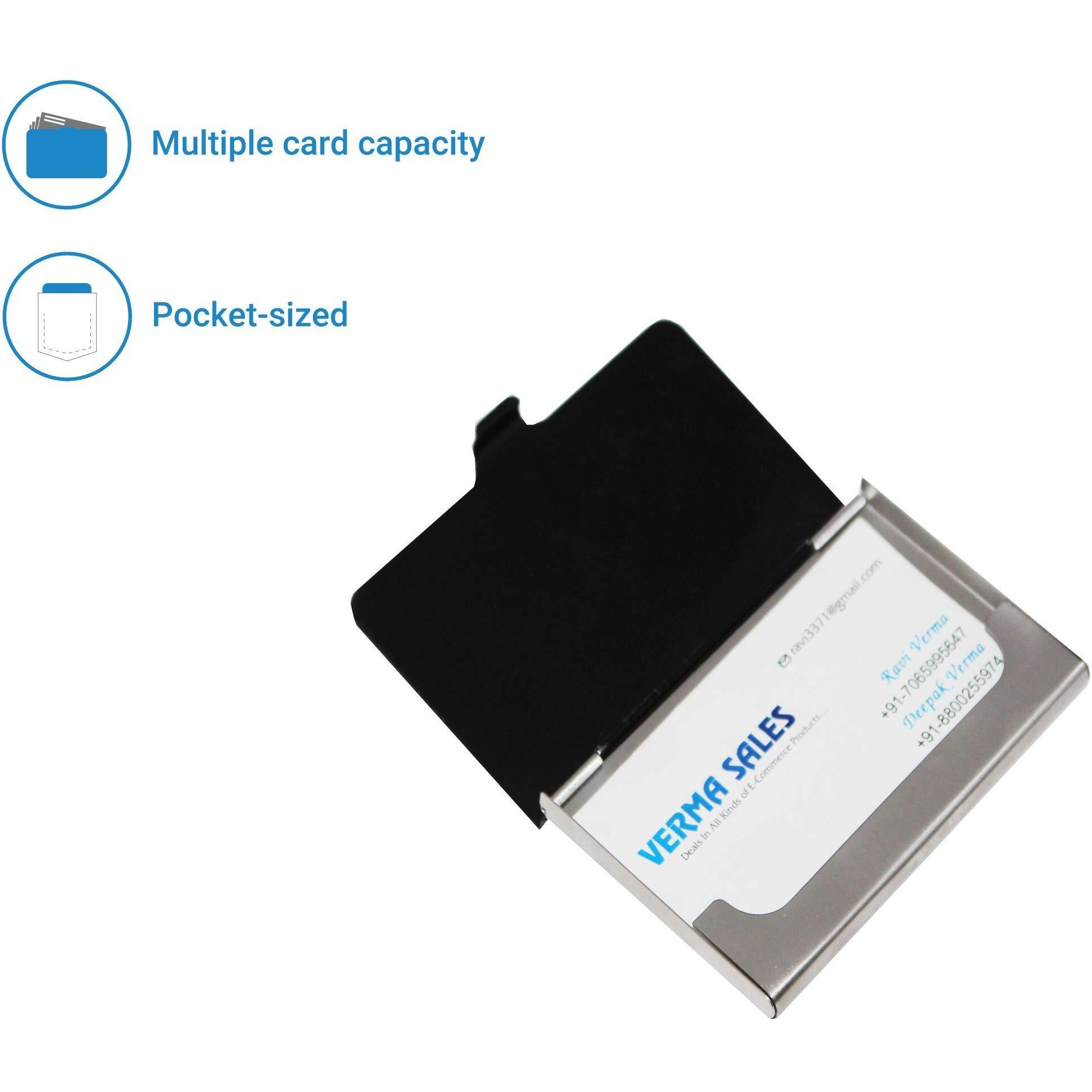 Ofixo Credit Card Holder Protector Stainless Steel Credit Card Wallet Slim Metal Credit Card Case For Women Or Men (Black-1150)