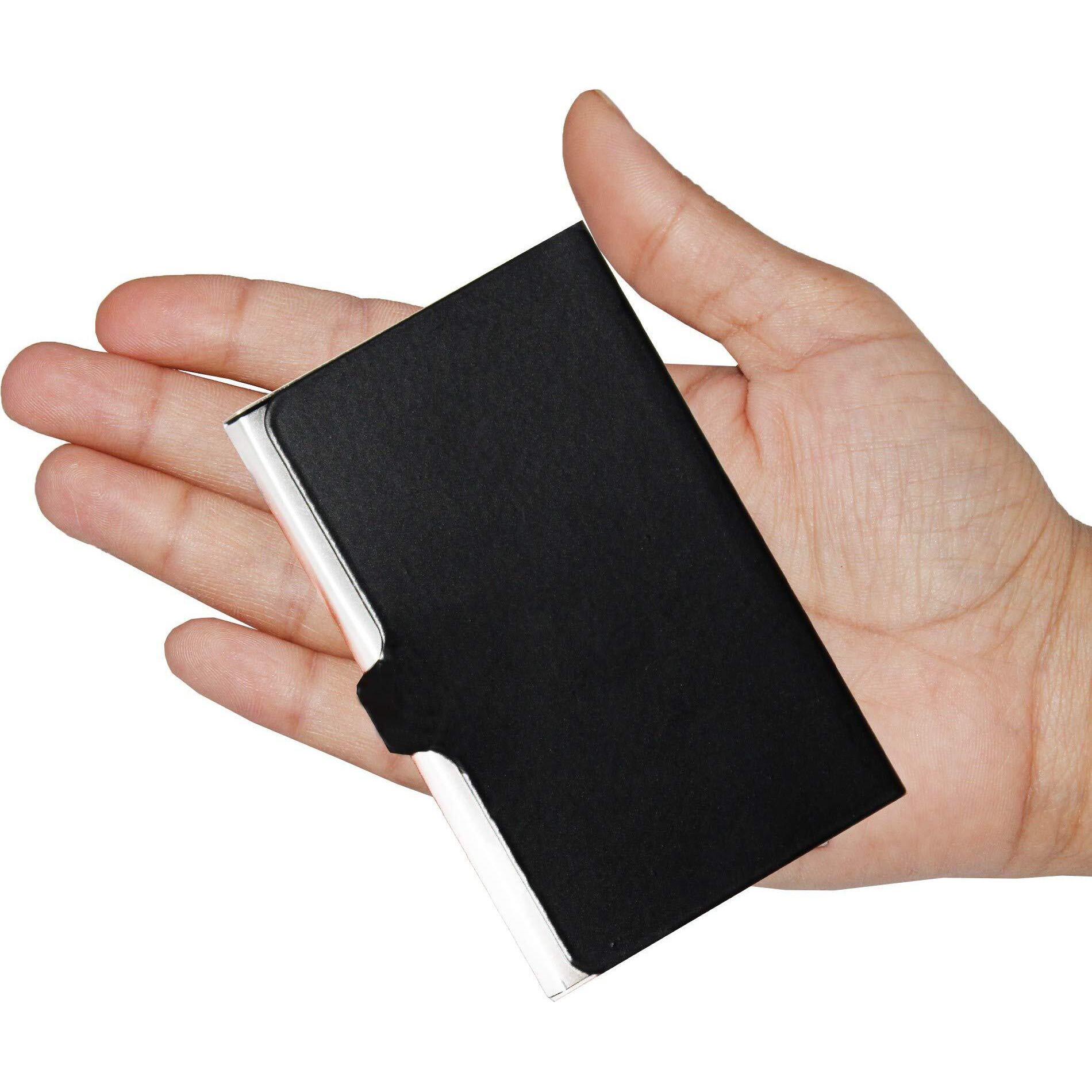 Ofixo Credit Card Holder Protector Stainless Steel Credit Card Wallet Slim Metal Credit Card Case For Women Or Men (Black-1150)