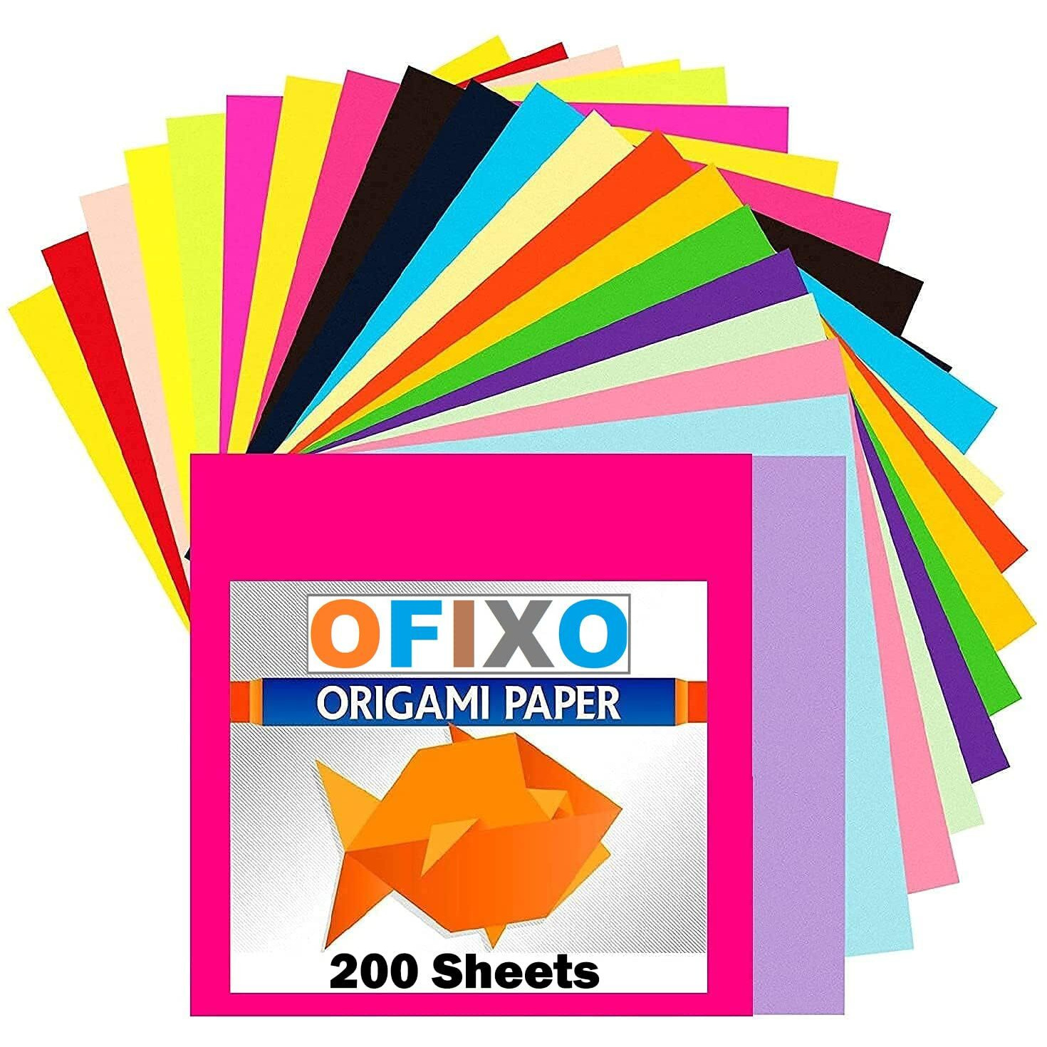 Ofixo Diy Square 200-Pcs Origami Paper Double Sides Solid Color Folding Paper Multicolor Kids Handmade Scrapbooking Craft Accessories Unruled 15 * 15 Origami Paper (Mixed Color)