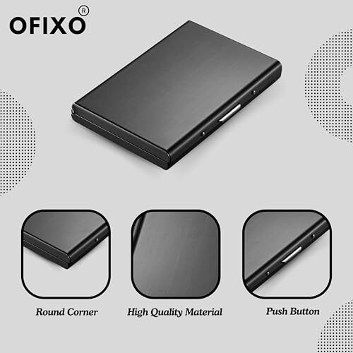 Ofixo Premium Metal Black Stylish Waterproof Executive Credit/Debit/Atm/Id/Visiting Super Sleek, Sturdy || 6 Card Holder 9.5Cm X 6.7Cm X 1.3Cm|| (Black - Pack Of 1)