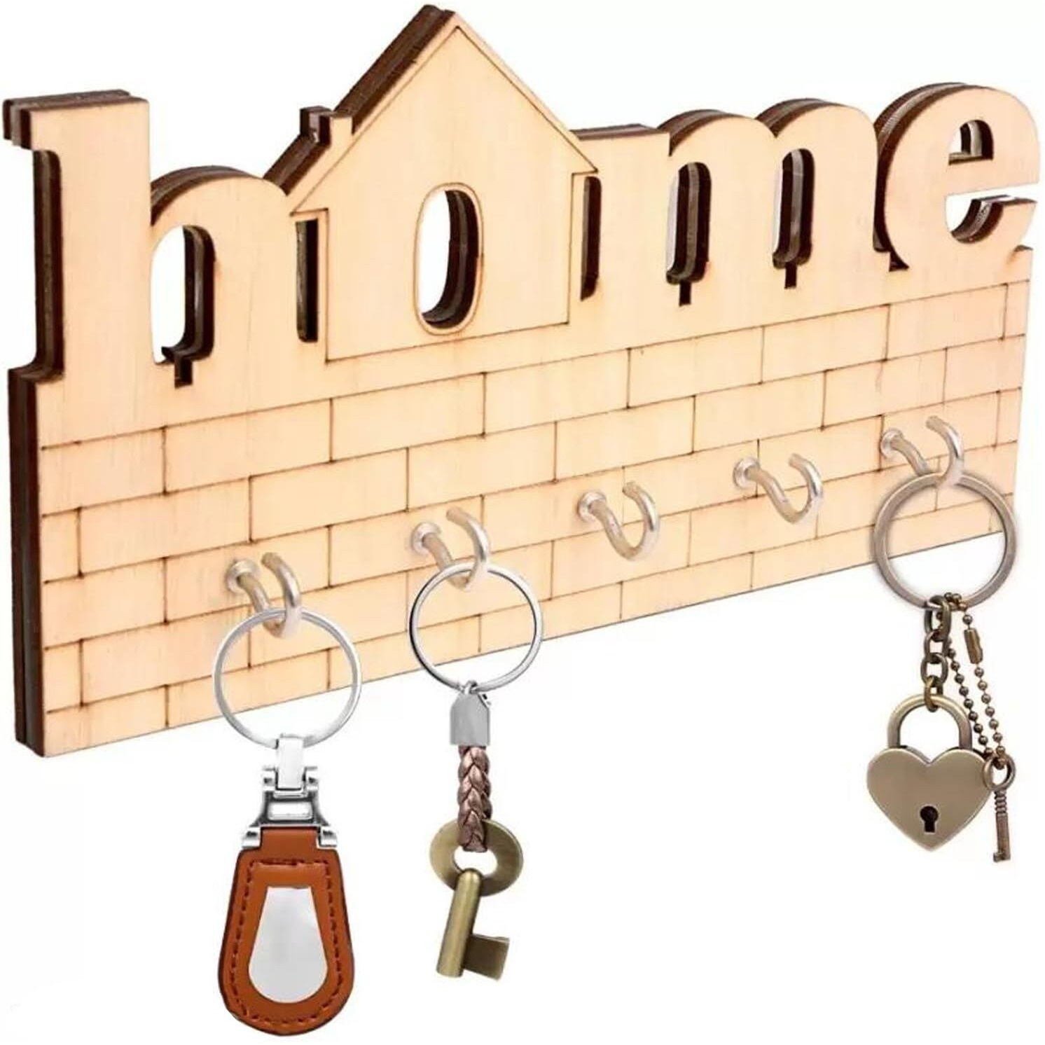 Ofixo 5 Hooks Stylish Key Hanger Wall Mounted  (Pack Of Home Keys Wooden Key Holder Wood Keys Organizer For Office & Home Decoration (20 Cm X 10 Cm X 0.8 Cm)