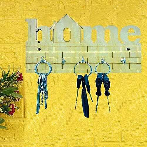 Ofixo 5 Hooks Stylish Key Hanger Wall Mounted  (Pack Of Home Keys Wooden Key Holder Wood Keys Organizer For Office & Home Decoration (20 Cm X 10 Cm X 0.8 Cm)