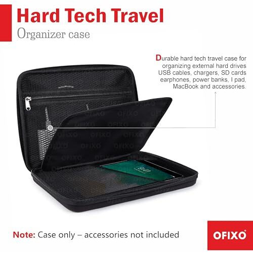 Ofixo Ipad Bag Carry Case For Men Eva Hard Shell Travel Bag Double Layer Gadget Organizer Case Portable Zippered Pouch Protective Cover For Ipad Pro Mini 11 Inch Tablet Charger Powerbank