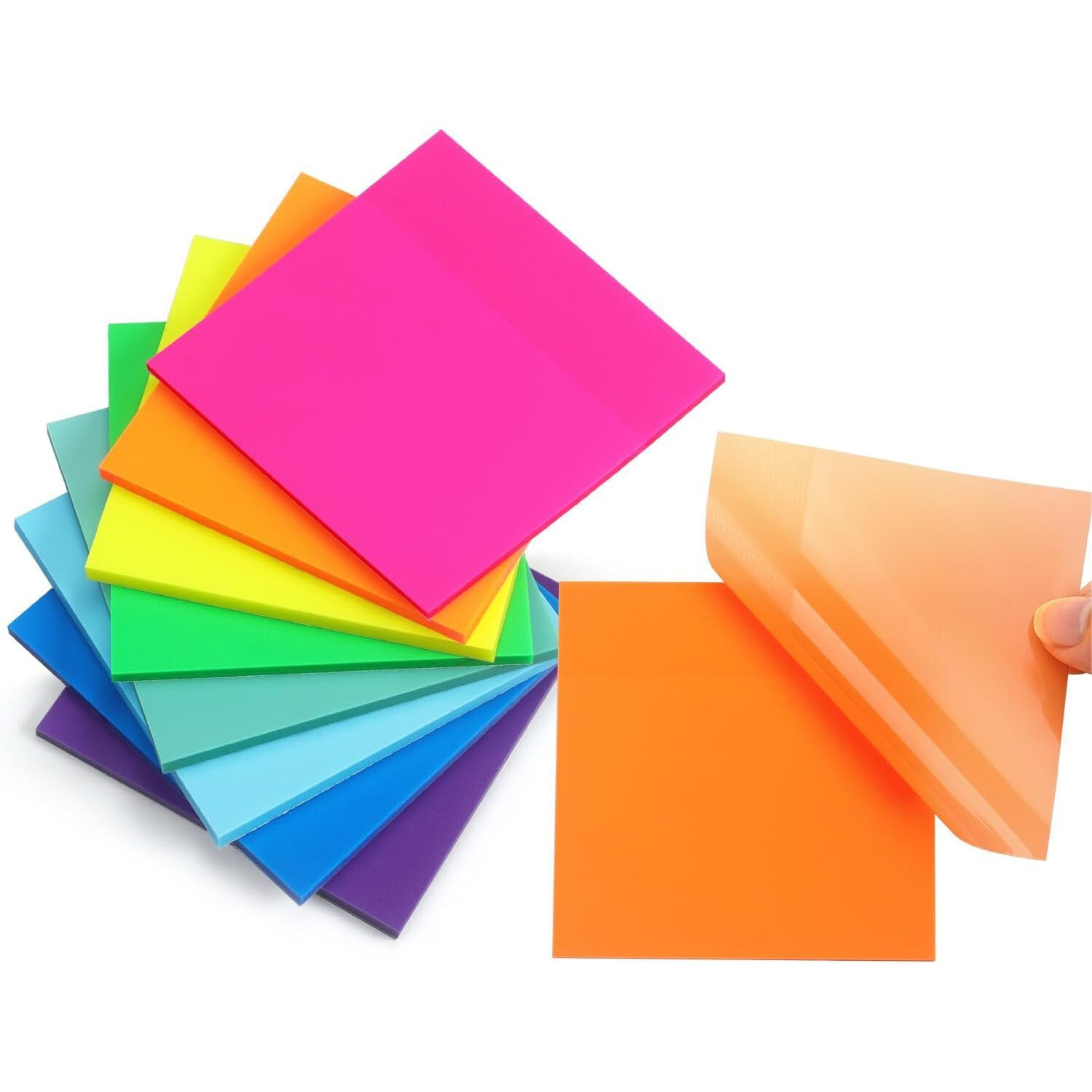 Ofixo Transparent (400 Pcs Multicolor Color 3X3 Inch) Self-Adhesive Sticky Notes, Ofixo Clear See Through Post For Planner Office School College Teacher Student Supplies