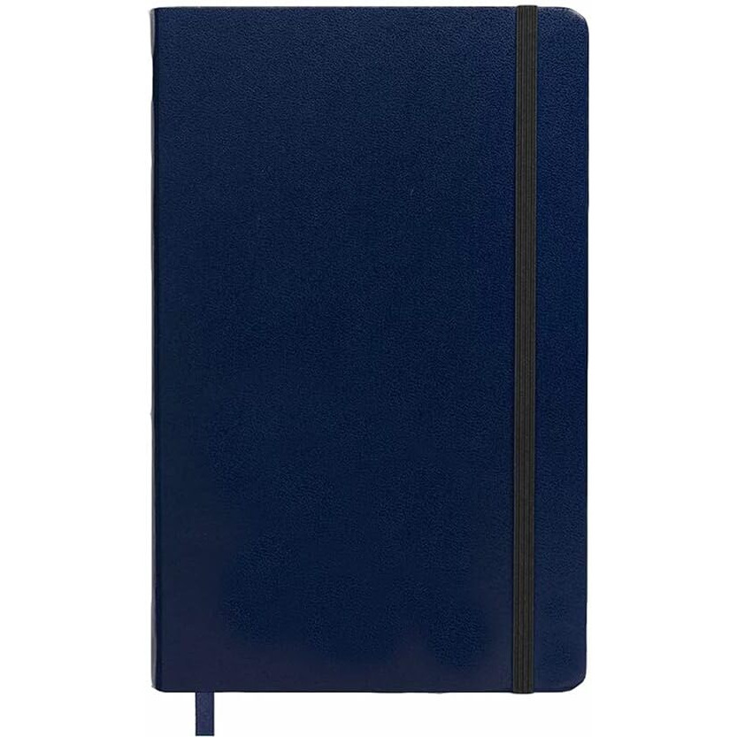 Accuprints Hard Bound Diary Or 5.8 * 8.3 Inches Notebook Diary With Elastic Lock Pu Leather Pages 200 For Office Parent (Navy Blue)