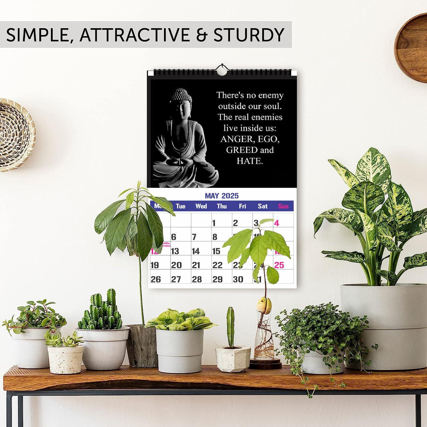 Accuprints Buddha 2025 Wall Hanging Calendar And Planner (12 X 18 Inches) Paper -130 Gsm