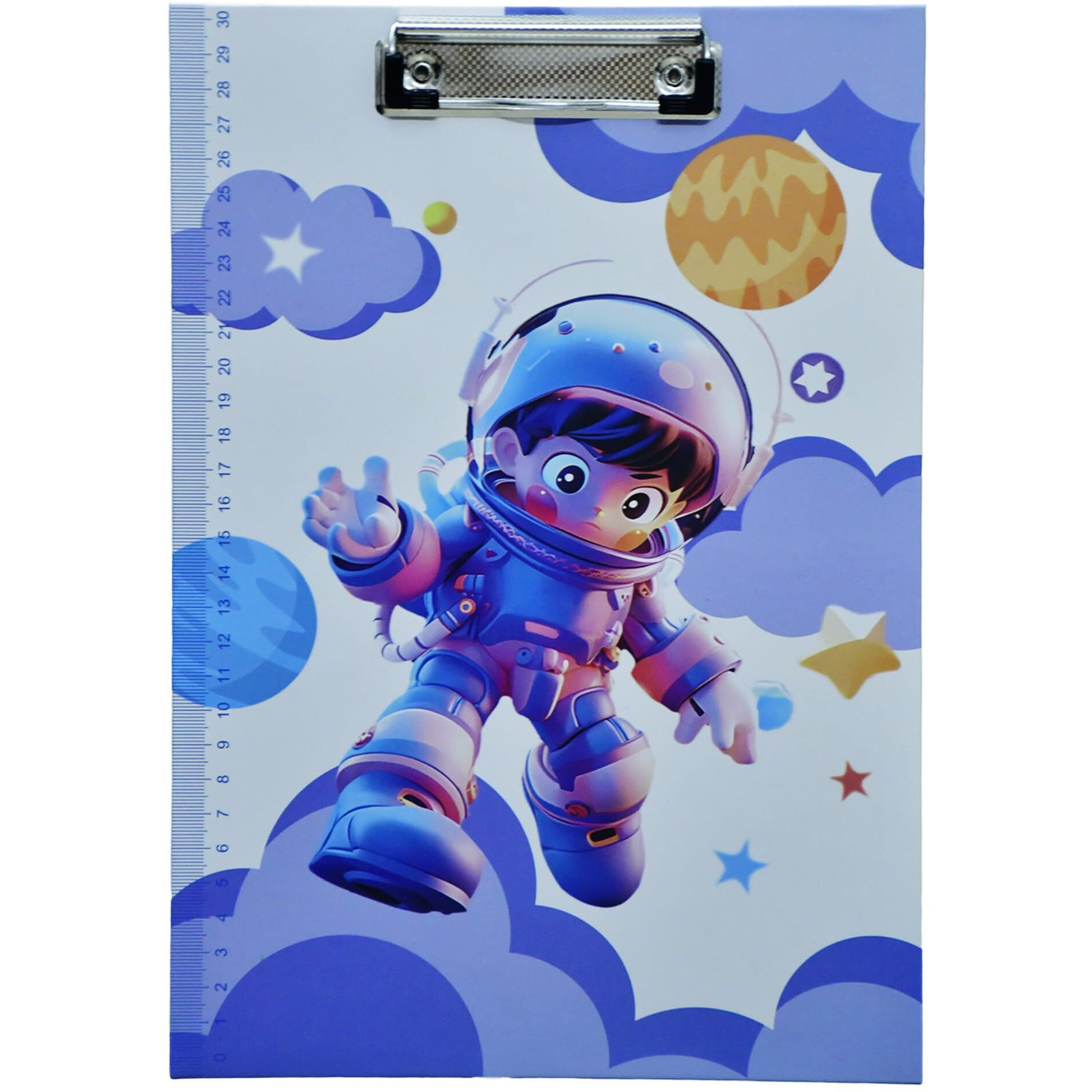 Accuprints 12 X 9 Inch Cardboard Standard A4 Letter Size For Students Exam Board, Teacher, Woman And Kids, Low Profile Clip, Decorative Clipboards, Cute Clipboard Space Pattern (Random Color) (A2P6)