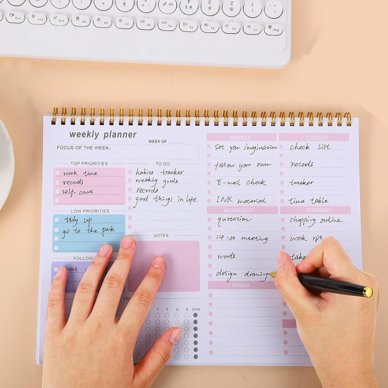 Accuprints Weekly Planner Notepad With 52 Undated Sheets8.5&quot11"- Weekly Desk Planner Pad With Spiral Binding For Women & Man, Office (Multicolor Planner)