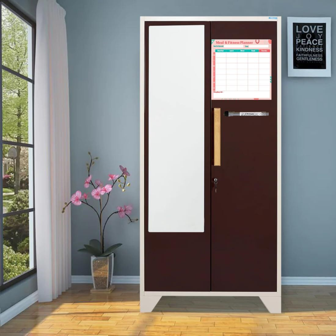 Accuprints Weekly Meal Planner Vinyl, Magnetic White Board Planner Sheet (30X30Cm, Landscape) With Marker Pen - Dry Erase Flexible Writing Film For Kitchen Fridge (Pink And Turquoise)