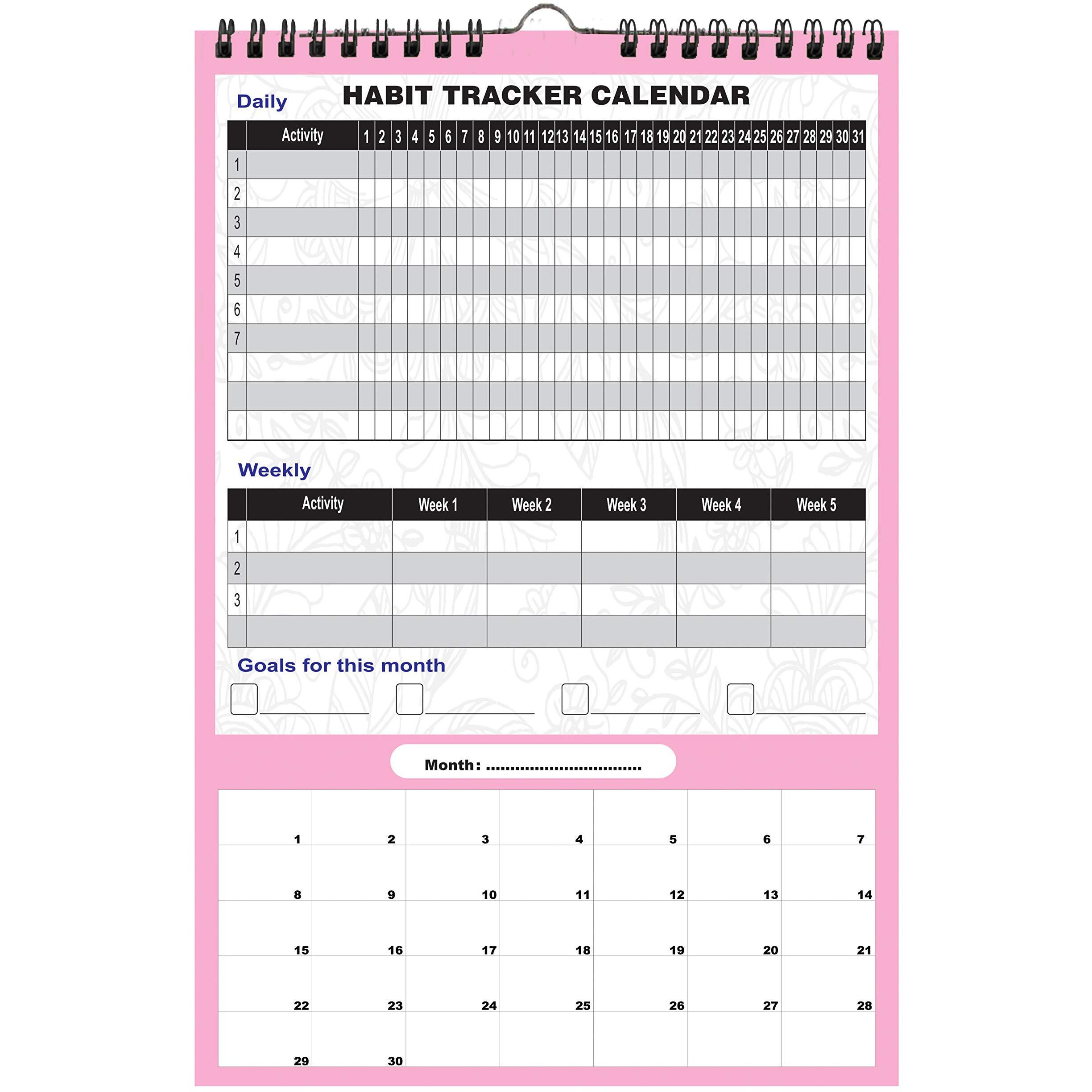 Accuprints Wall Red Habit Calendar For Wall - 120 Gsm Paper, 12 Pages, 12 By 18 Inch