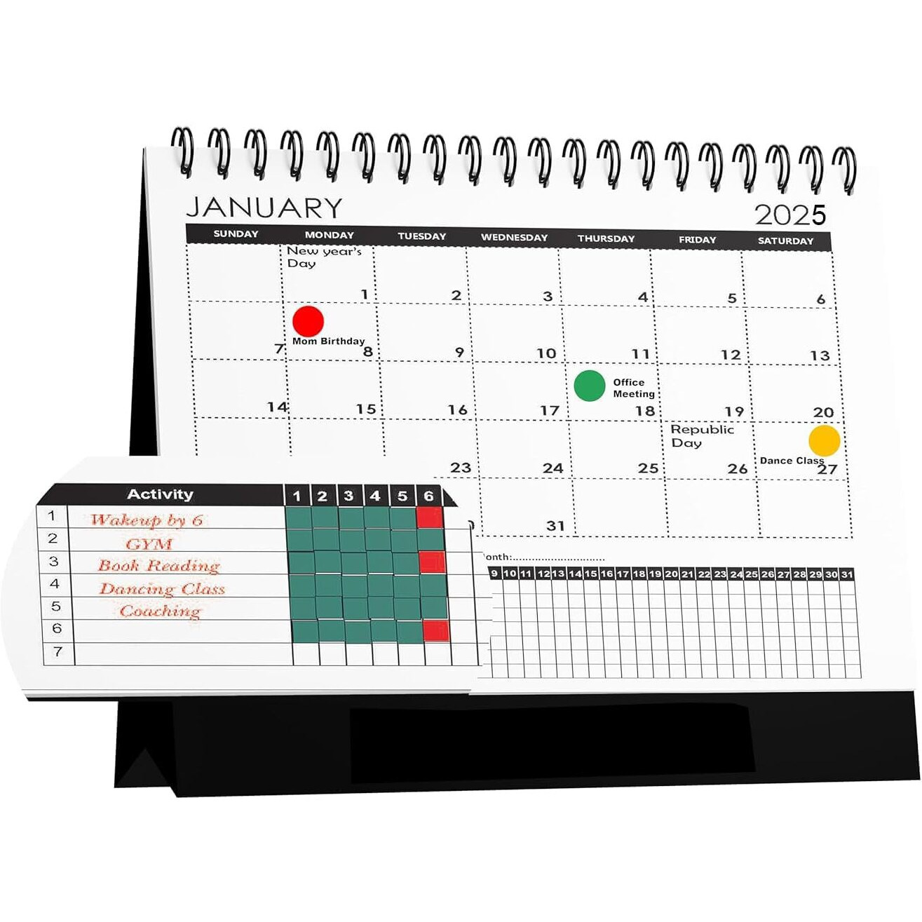 Accuprints 2025 Habit Tracker Desk Calendar For Daily Motivation Calendar | Size - 8 By 8 Inch | Paper 250 Gsm