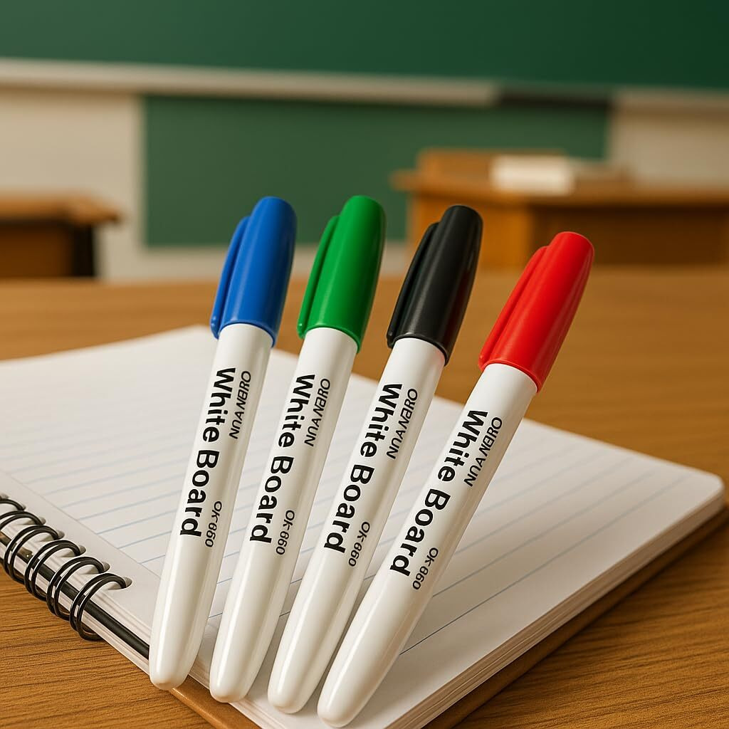 Accuprints Pack Of 4 White Board Markers For White Board Magnetic Dry Erase Markers Fine Tip Low-Odor Whiteboard Markers For Kids With Complimentary Duster Teacher Supplies (4 Color Marker) (A2P9)