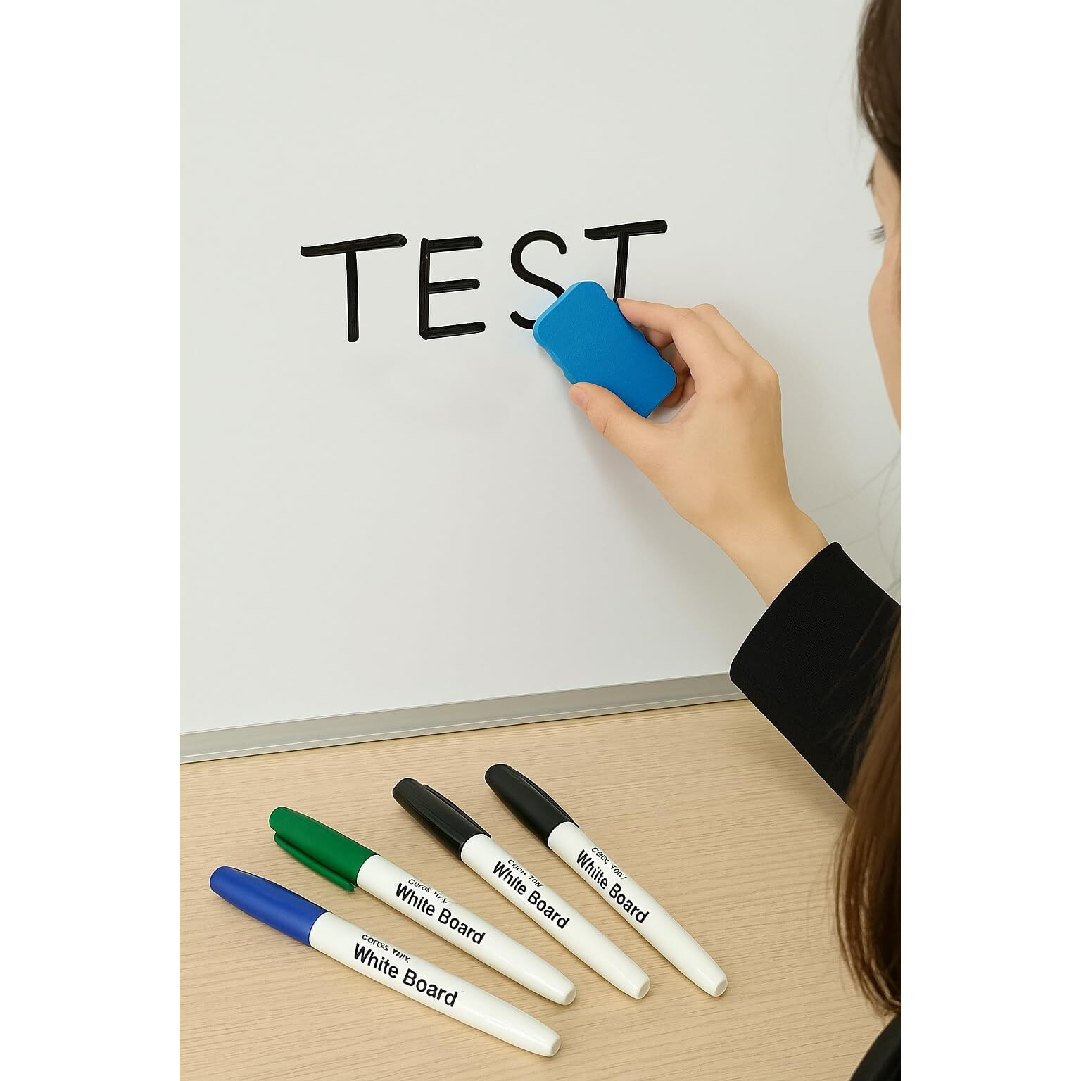 Accuprints Pack Of 4 White Board Markers For White Board Magnetic Dry Erase Markers Fine Tip Low-Odor Whiteboard Markers For Kids With Complimentary Duster Teacher Supplies (4 Color Marker) (A2P9)