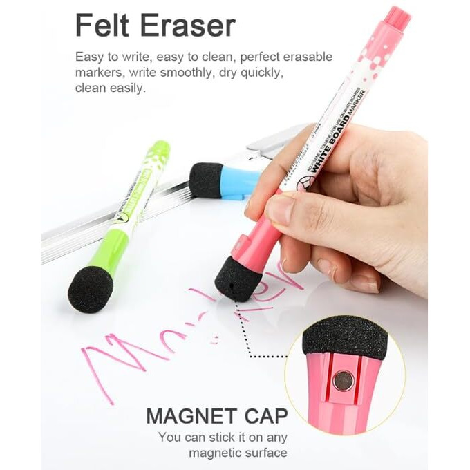 Accuprints Pack Of 4 Color Magnetic Whiteboard Markers Fine Tip Low-Odor Whiteboard Markers For Kids, Teacher Supplies For Classroom, Office And School Supplies.(A6P1)