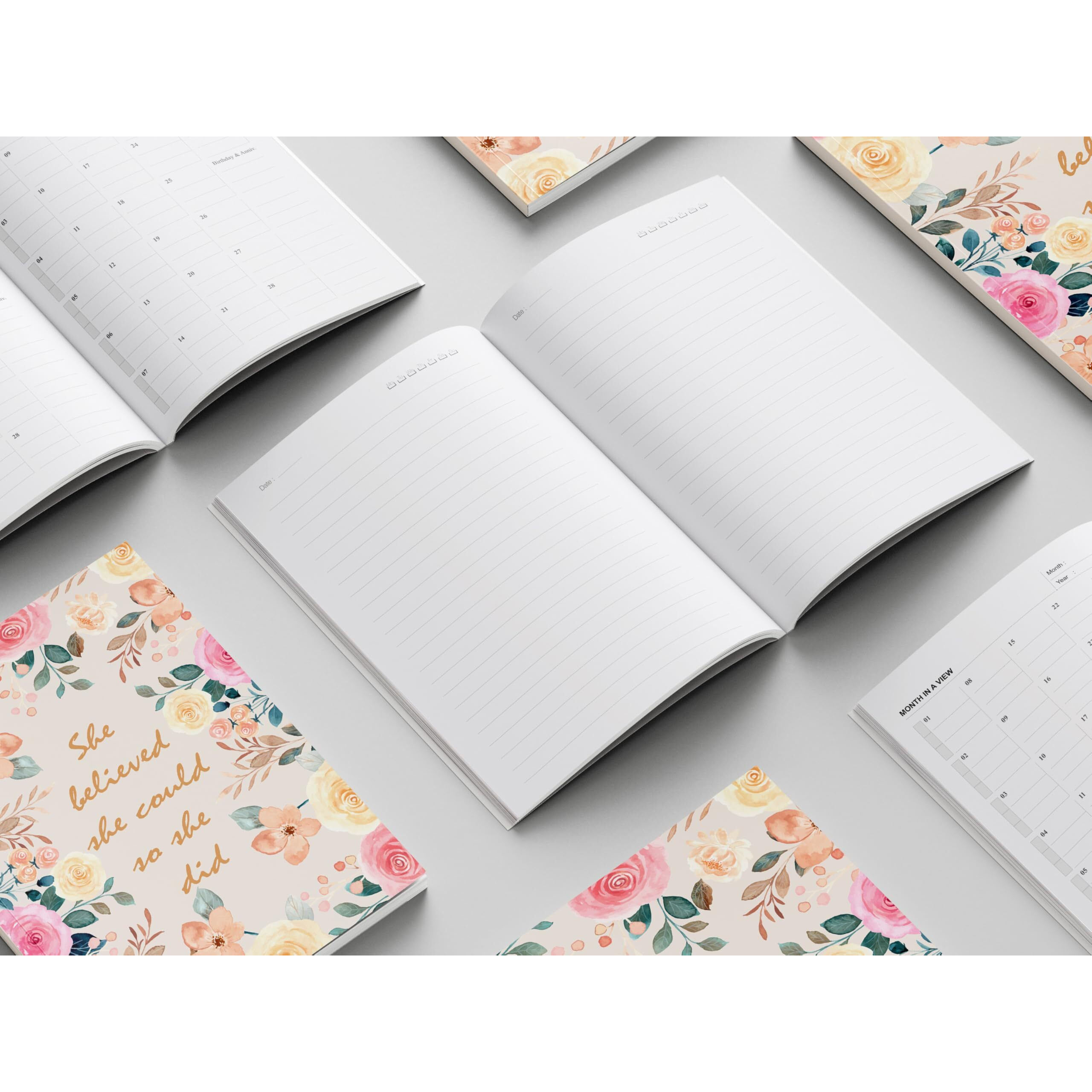 Accuprints A5 Premium Soft Bound Notebook Diary For Girls And Women |Size - 6 X 9 Inch | 144 Ruled Pages With Planner, 80 Gsm (New She Believed Notebook)