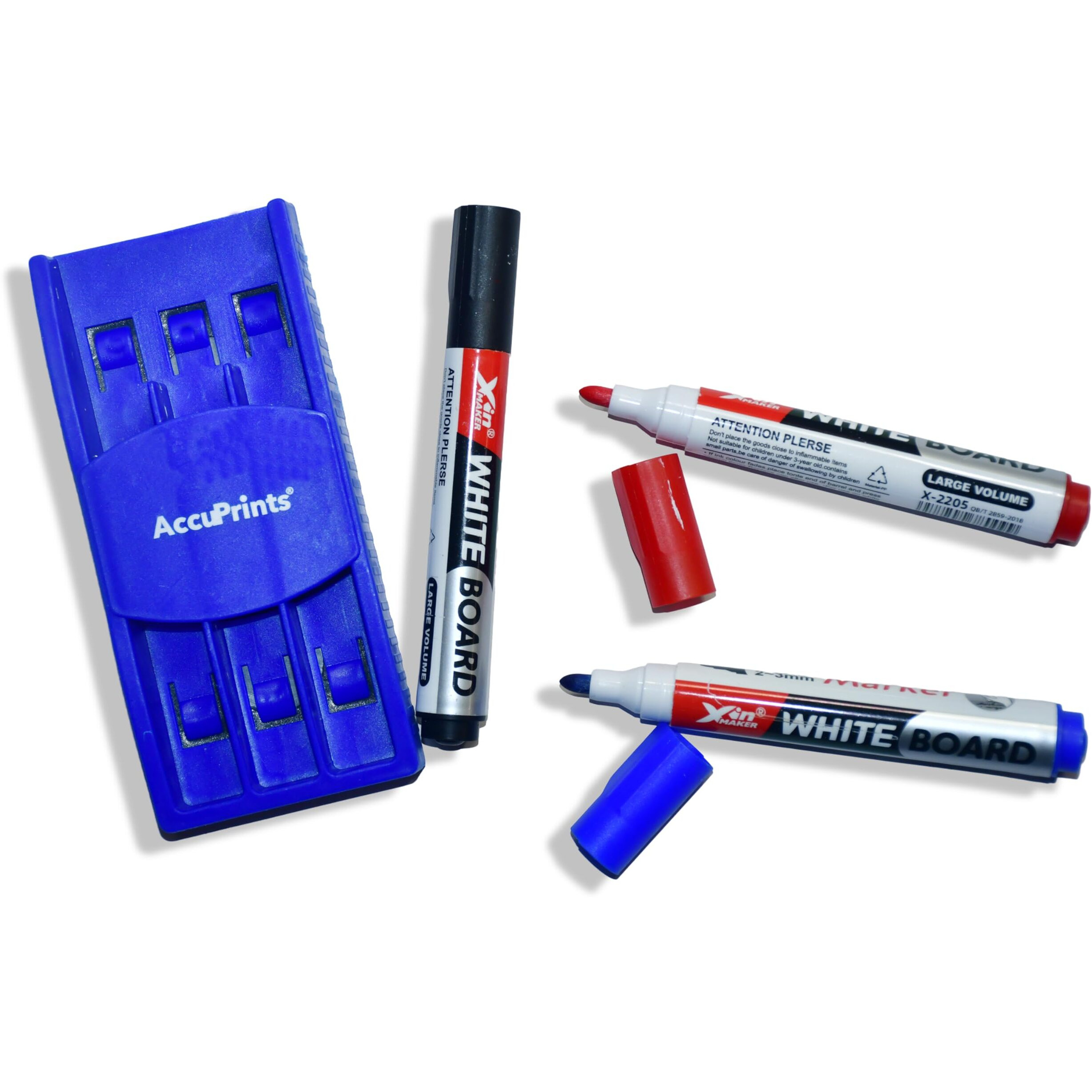 Accuprints Set Of 3 White Board Marker With Magnetics Dusters | Markers For White Board Magnetics Dry Erase Markers Fine Tip Low-Odor Whiteboard Markers With Dusters (Magnetic Duster 3 Set) (A6P0)