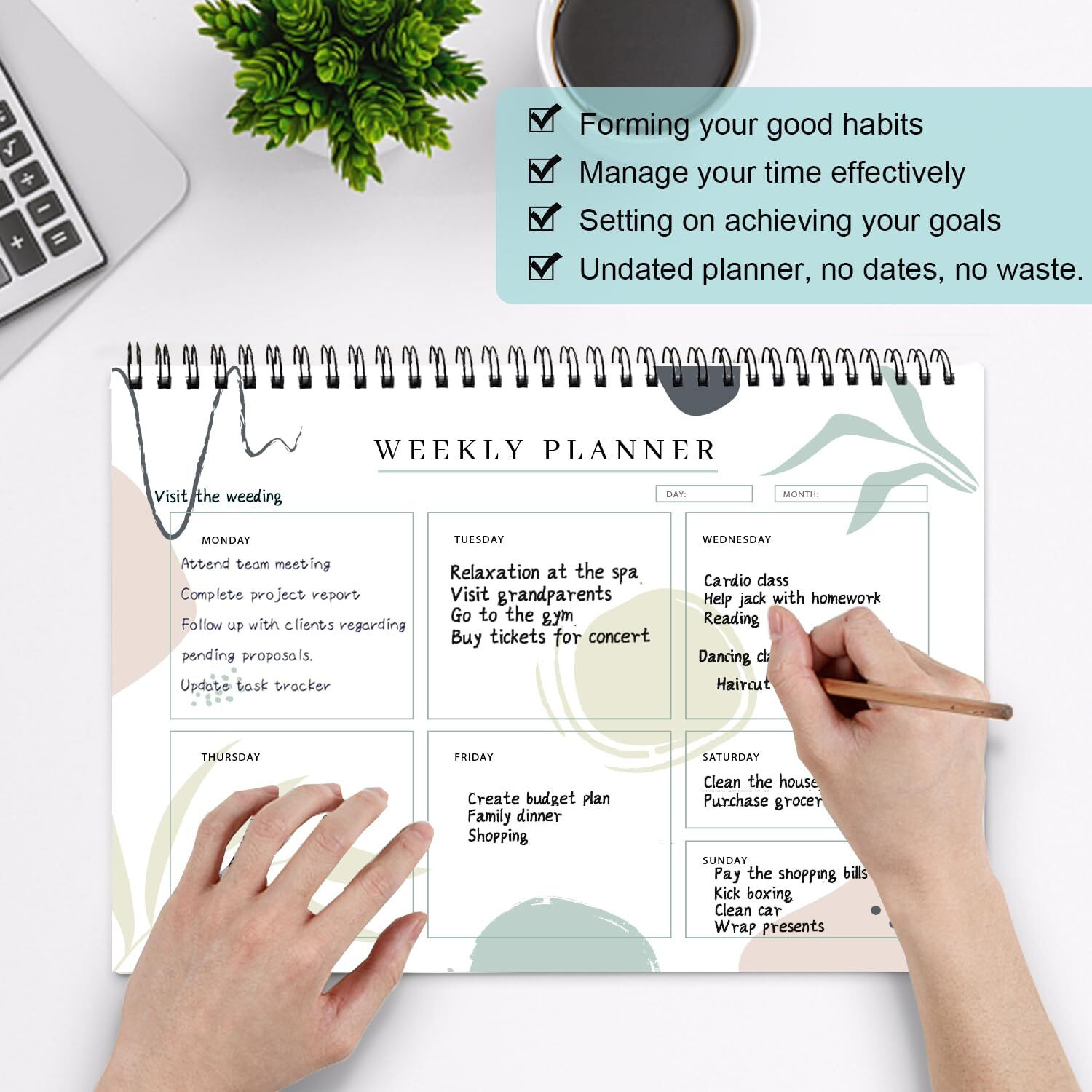 Accuprints Weekly Dashboard Planner | 120 Gsm | 52 Undated Weekly Sheets | Productivity Planner Wiro Bound, 18 X 24 Cm Or 7 X 10 Inch