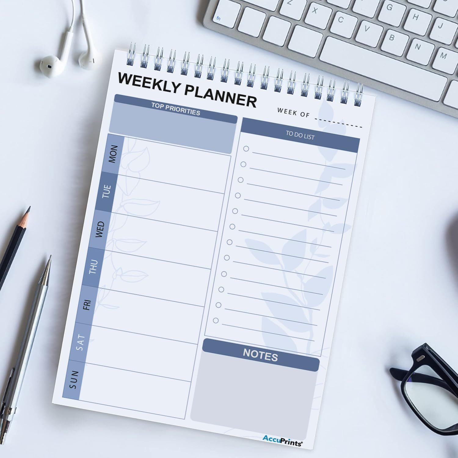 Accuprints A5 To Do List Notepad - Daily Planner Undated 50 Sheets/100 Pages Tear Off, 5.8" X 8.2" | Planning Memo Pad | Checklist Productivity Note Pad For Work And Personal Organized (Weekly Planner Pad)