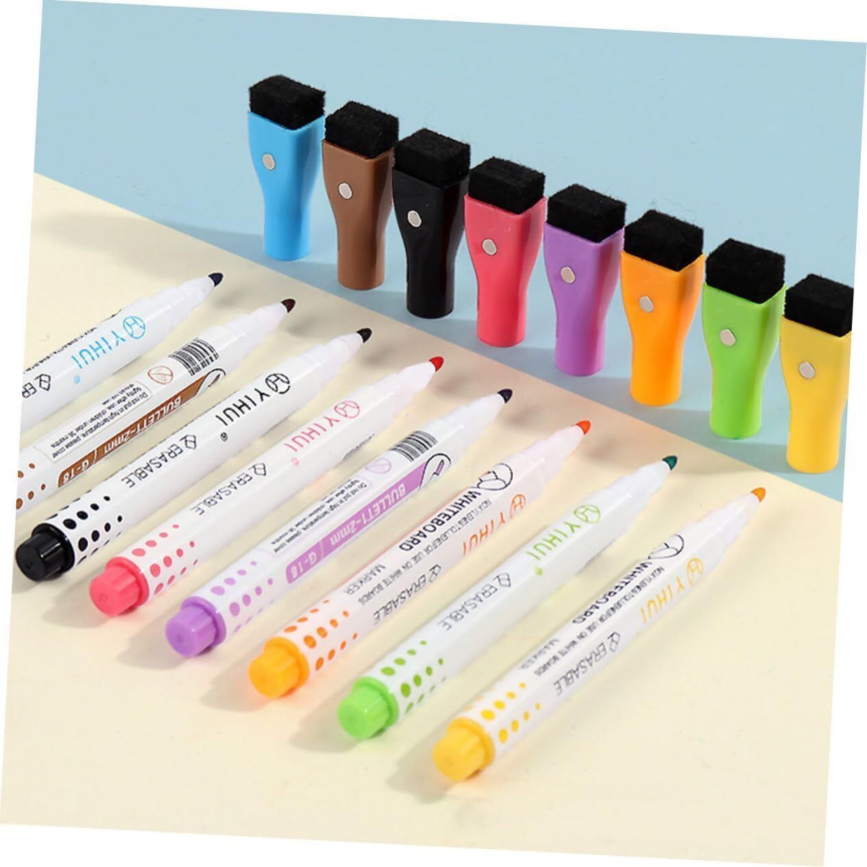 Accuprints Pack Of 8 Magnetic Whiteboard Markers Attached Top Cap Duster, Quick Dry And Wet Cleaning, Bullet Tip 1-2Mm, 8 Colors (8 Color, 13 Cm) (A9P5)