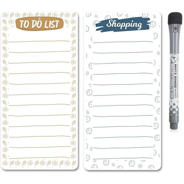 Accuprints Magnetic To Do List Shopping List Combo | Size 11 X 4 Inch Or 27X10 Cm | Reusable Dry Erase Marker Vinyl Magnetic Eraseable Sheet Board With Magnetic Marker