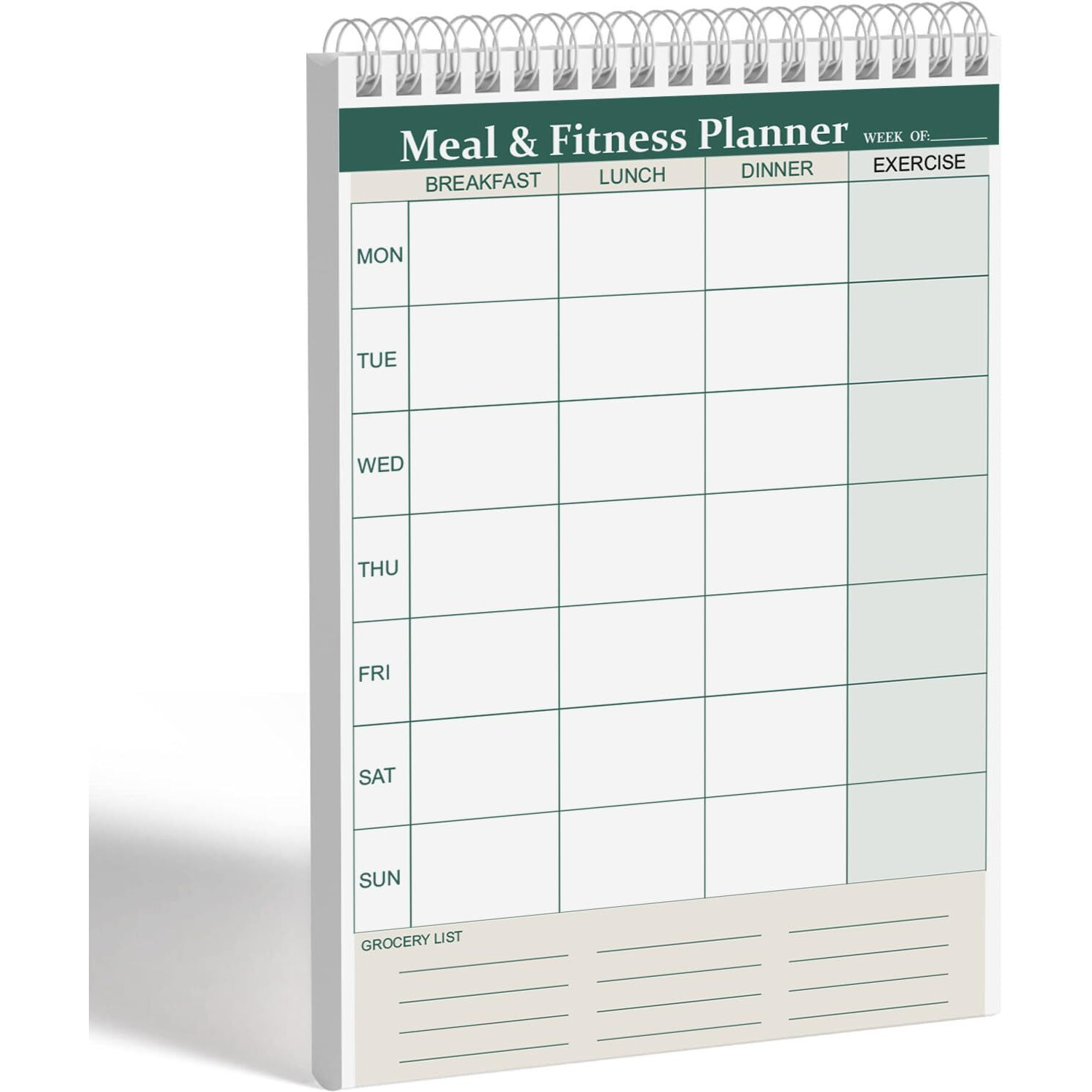 Accuprints A5 Weekly Fitness Meal Planner Notepad With Exercise Shopping List 50 Sheets In A Pad, Size - 5.8 X 8.2 Inch | For Grocery List