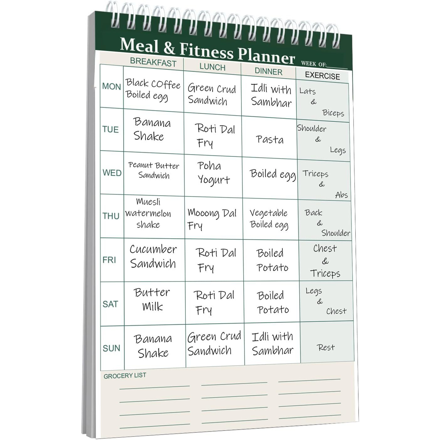 Accuprints A5 Weekly Fitness Meal Planner Notepad With Exercise Shopping List 50 Sheets In A Pad, Size - 5.8 X 8.2 Inch | For Grocery List