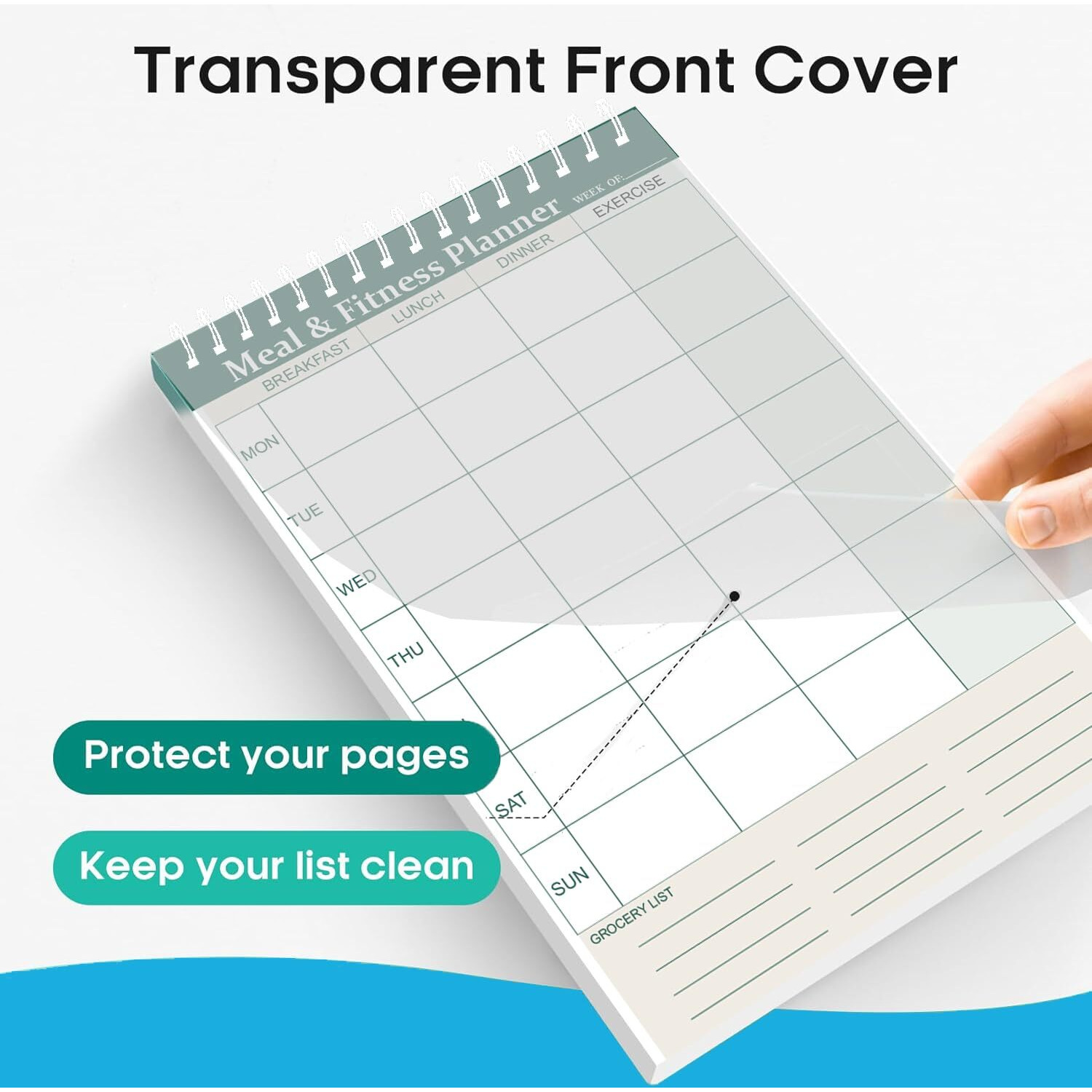 Accuprints A5 Weekly Fitness Meal Planner Notepad With Exercise Shopping List 50 Sheets In A Pad, Size - 5.8 X 8.2 Inch | For Grocery List