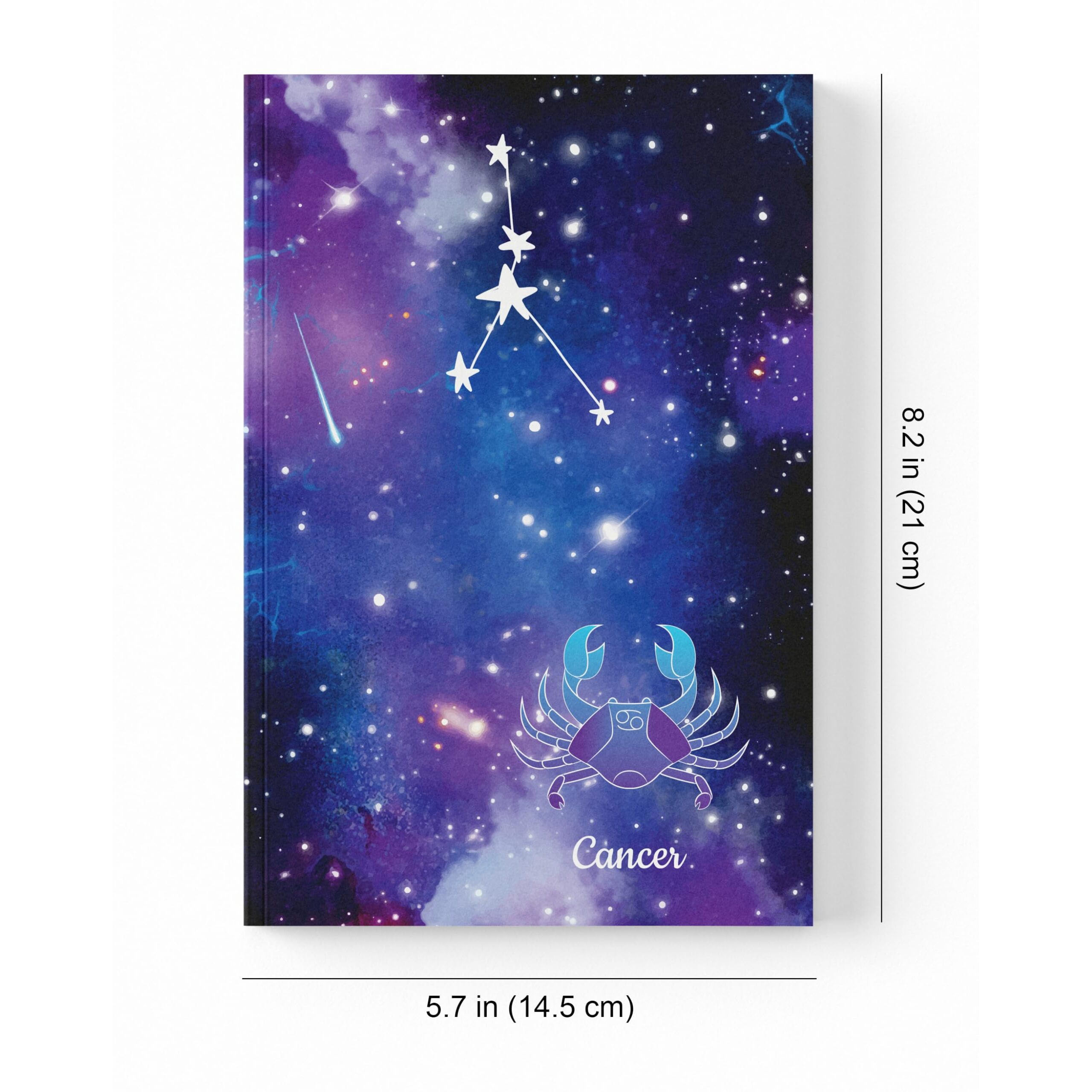 Accuprints A5 Premium Soft Bound Notebook Size 5.8 * 8.25 Inches Diary For Girls And Women (144 Ruled Pages With Planner, 80 Gsm) (Cancer Zodiac Signs)