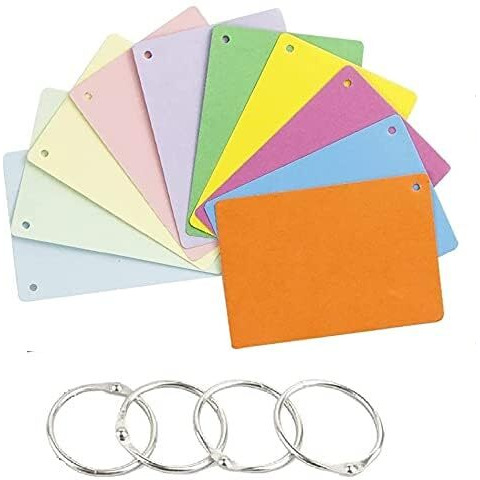 True-Ally Unruled Index Flash Cards - 3X5 Inch, Colored, 150 Cards, 200 Gsm - With Free Binder Rings For Cue Cards, Cheat Sheets, Exam, Interview Preparation (3X5 Inch Colored - 150 Sheets)