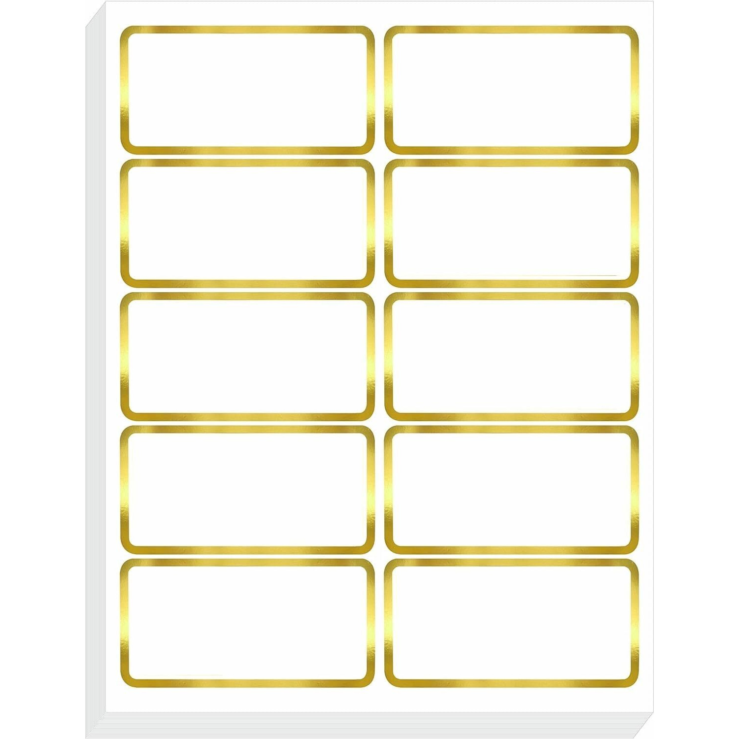 True-Ally 140 Pcs Golden Metallic Name Labels, Blank Name Tag Stickers With Permanent Adhesive Writable Stickers With Metallic Gold Border For School Office Home (140)